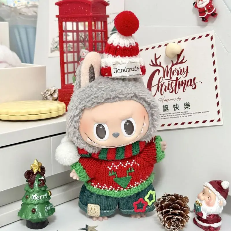 Suitable For 17cm Labubu Doll Clothes Christmas Set V1v2v3 Cotton Doll Clothes Christmas Winter Doll Accessories Holiday Gifts