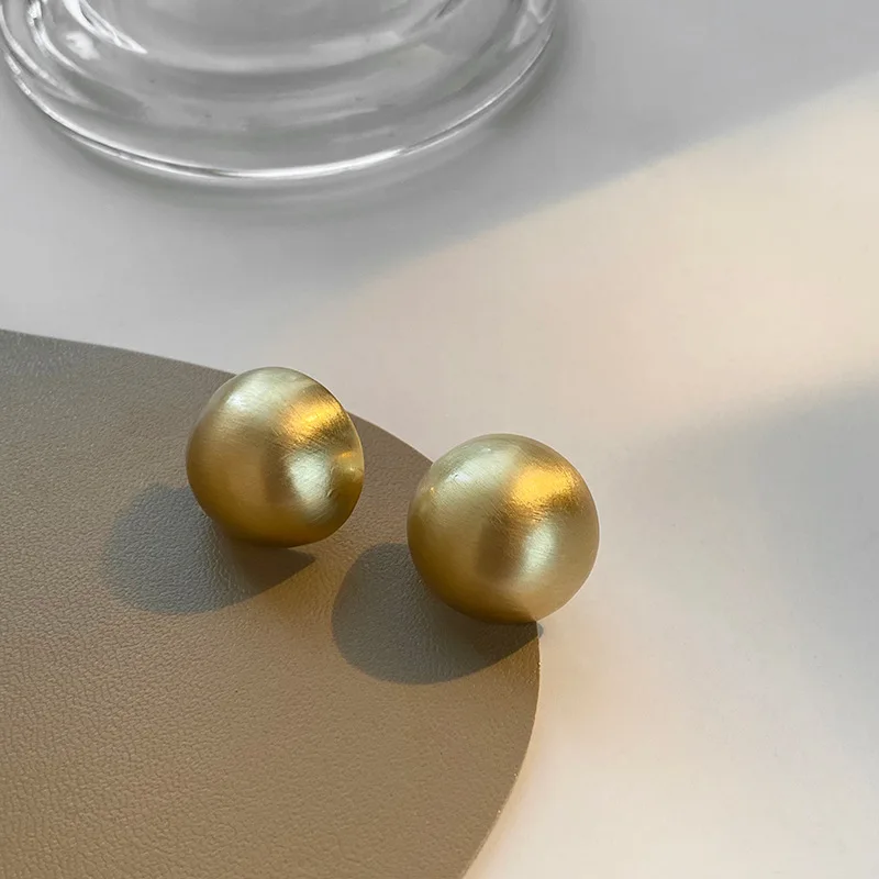 Punk Fashion Brushed Frosted Stud Earring Metal Semicircle Earrings for Women New Jewelry Christmas Party Gifts Accessories