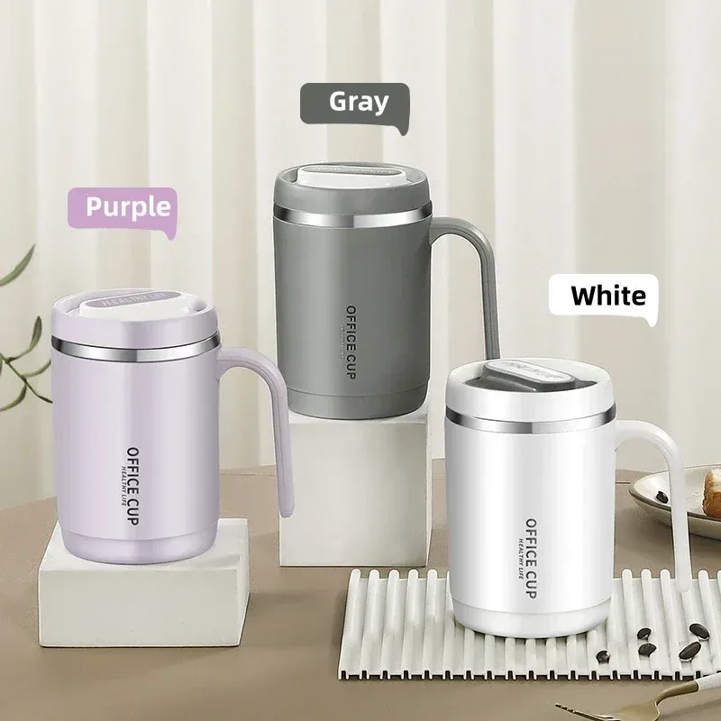  500ml Thermal Insulation Coffee Cup PP/304Stainless Steel Inner Liner Portable Large Capacity Students Water Cup with Seal Lid 