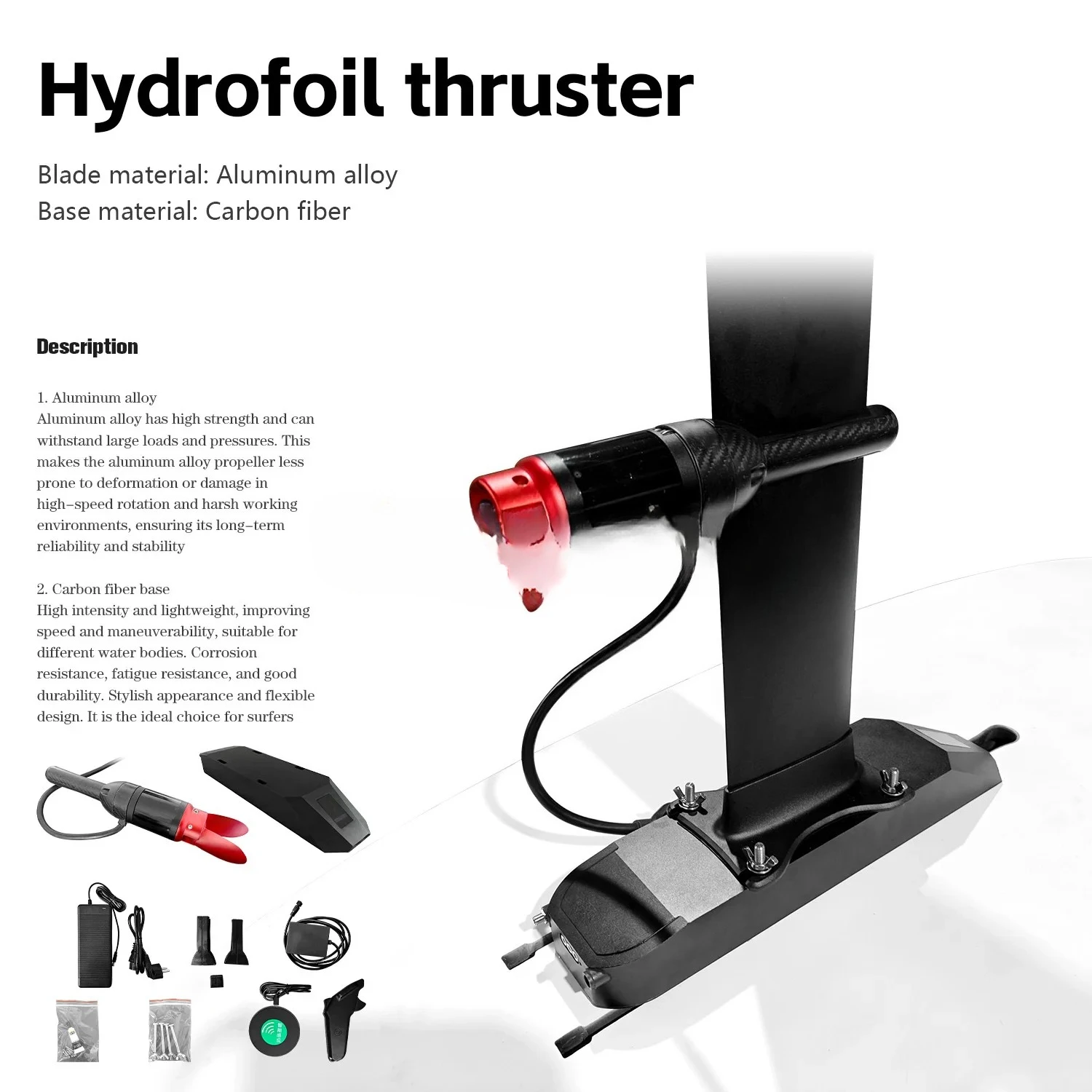 Aluminum Electric Thruster Motor E-Foil Hydrofoil Surf Board Booster SUP Thruster Foil Drive Surfing Waterplay Tool Accessory