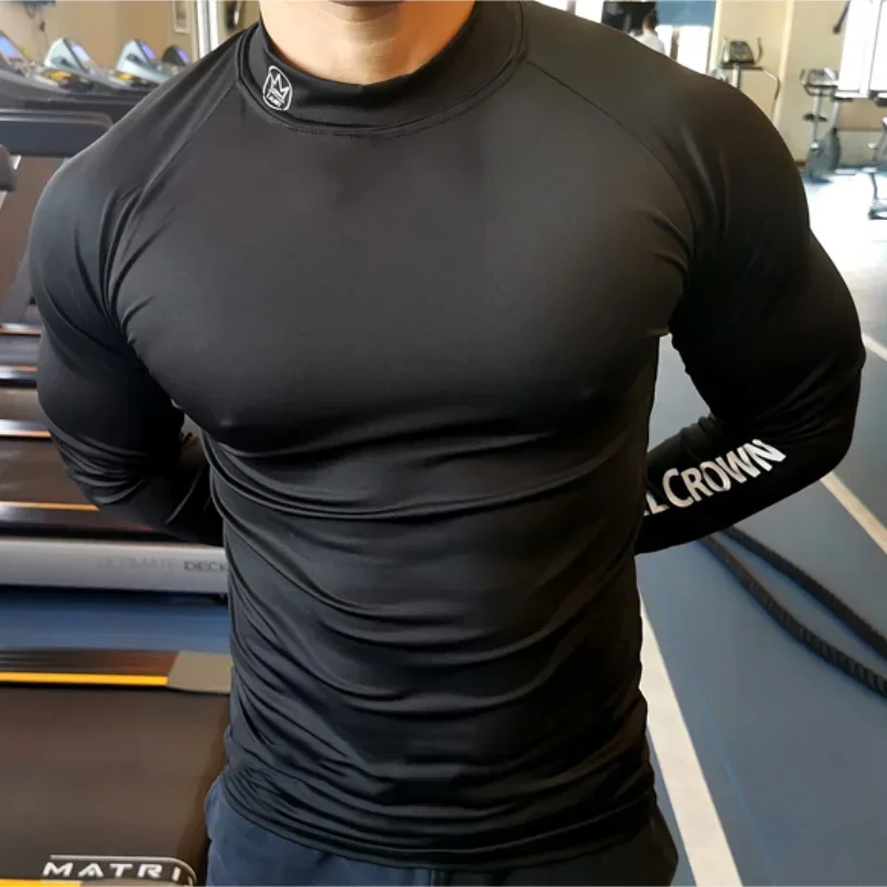 Camiseta de manga larga para gimnasio para hombre, camiseta de entrenamiento físico para correr, deporte, culturismo, camisetas ajustadas, ropa de