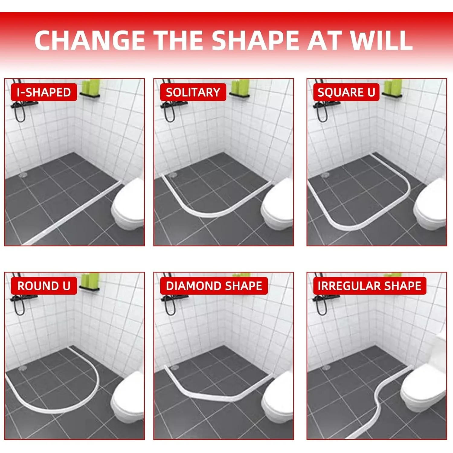 

1M Strip Shower Splash Guard Frameless Shower Door Seal Shower Threshold Water Dam Silicone Barrier Shower Door Bottom Seal