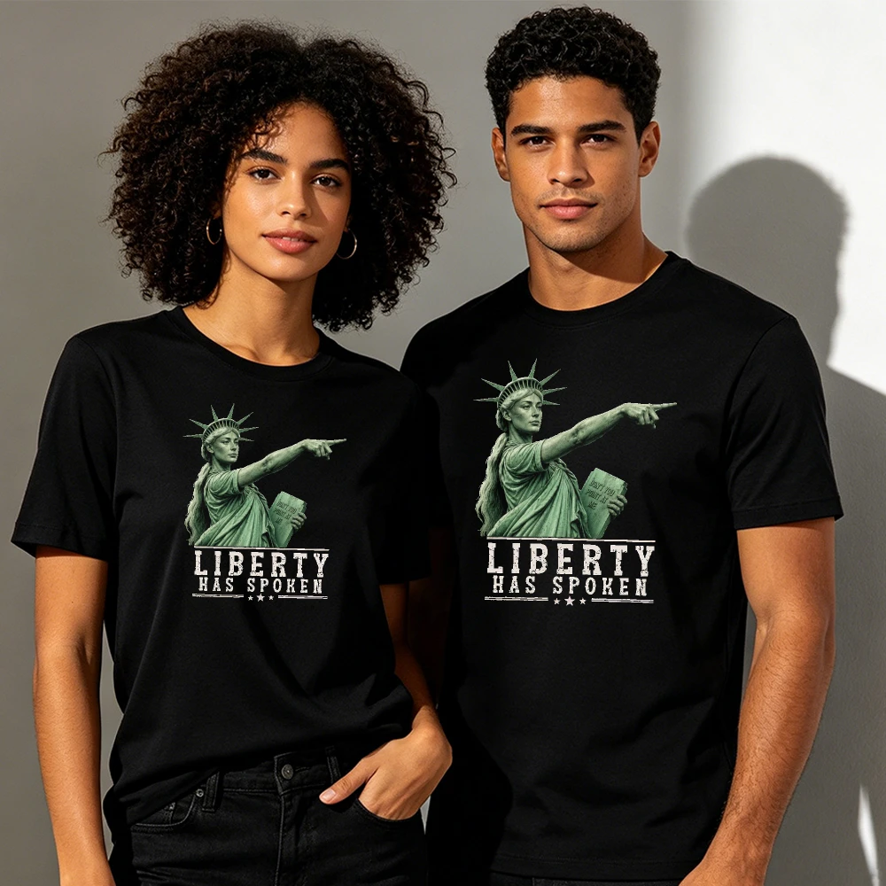 Liberty Has Spoken Vintage Statue Figure Graphic Print Men Women Summer Short Sleeve TShirt Retro Heritage Patriotic Casual Tops