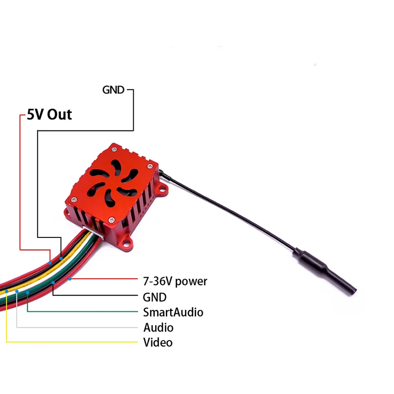 장거리 5.8Ghz 1600mW VTX 비디오 송신기 냉각 선풍기, 선풍기 0, 200, 500, 800, 1600mW, 1.6W, CNC 쉘, RC FPV 드론용