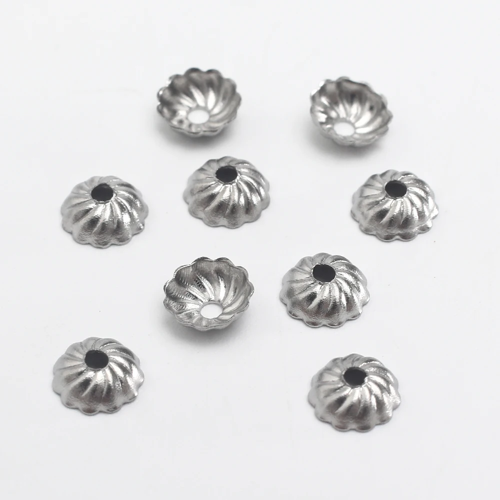 100Pcs Spacer Beads Caps Bali Style Stainless Steel Flower Bead Caps for Bracelet Necklace Earrings Jewelry Making Supplies