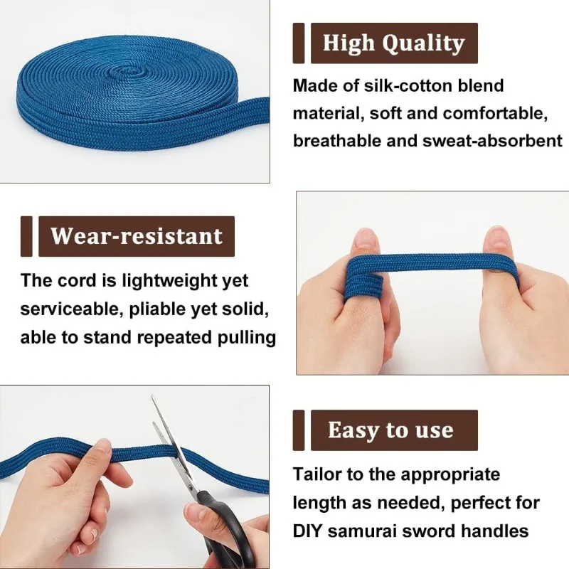 1 Roll 5m Wrapping Cord Imitation Leather Sword Handle Cord Tsukamaki Sageo Wrapping Cord for Handle Rope 12mm