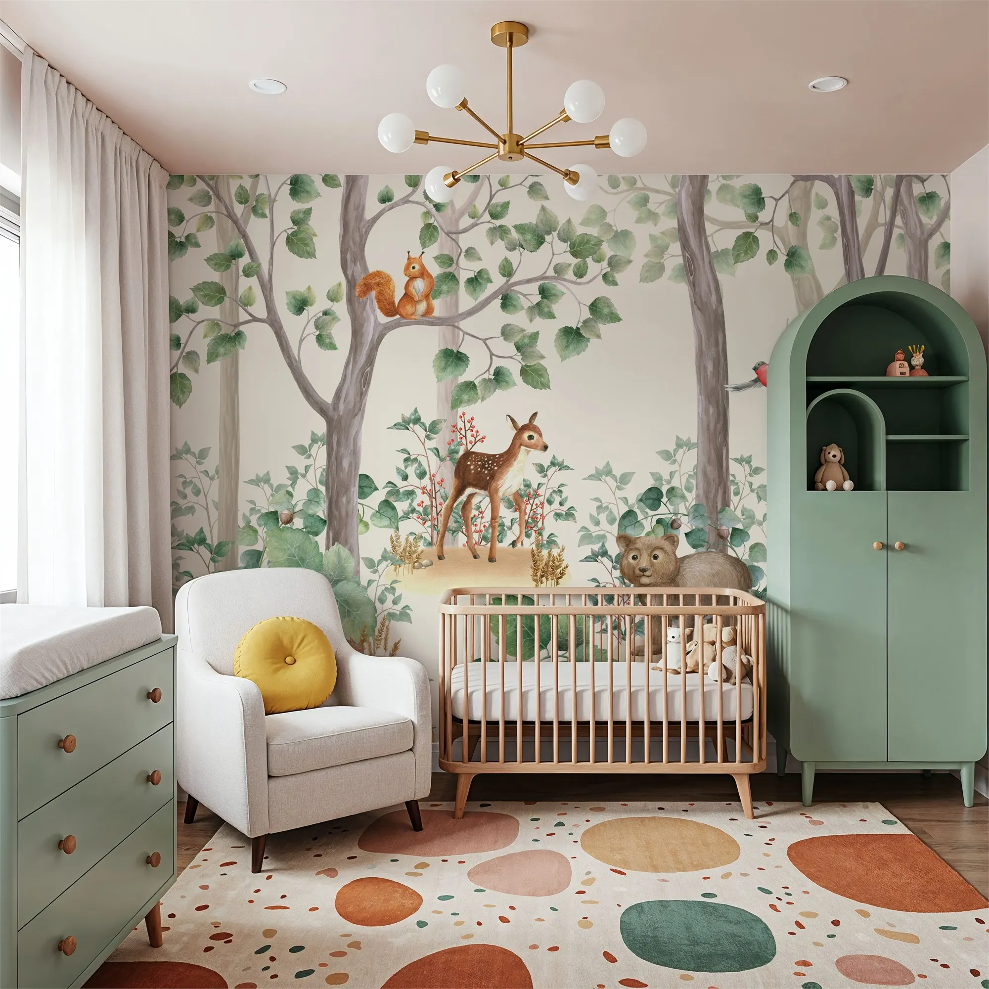 custom Nordic Forest Baby Animals 3d Wall mural peel and stick wallpaper