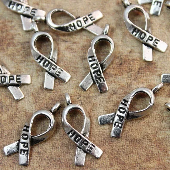 Delysia King 15Pcs Hope Charms Ribbon Pendants Antiqued Tone Making DIY Handmade Accessories Craft Jewelry Decoration