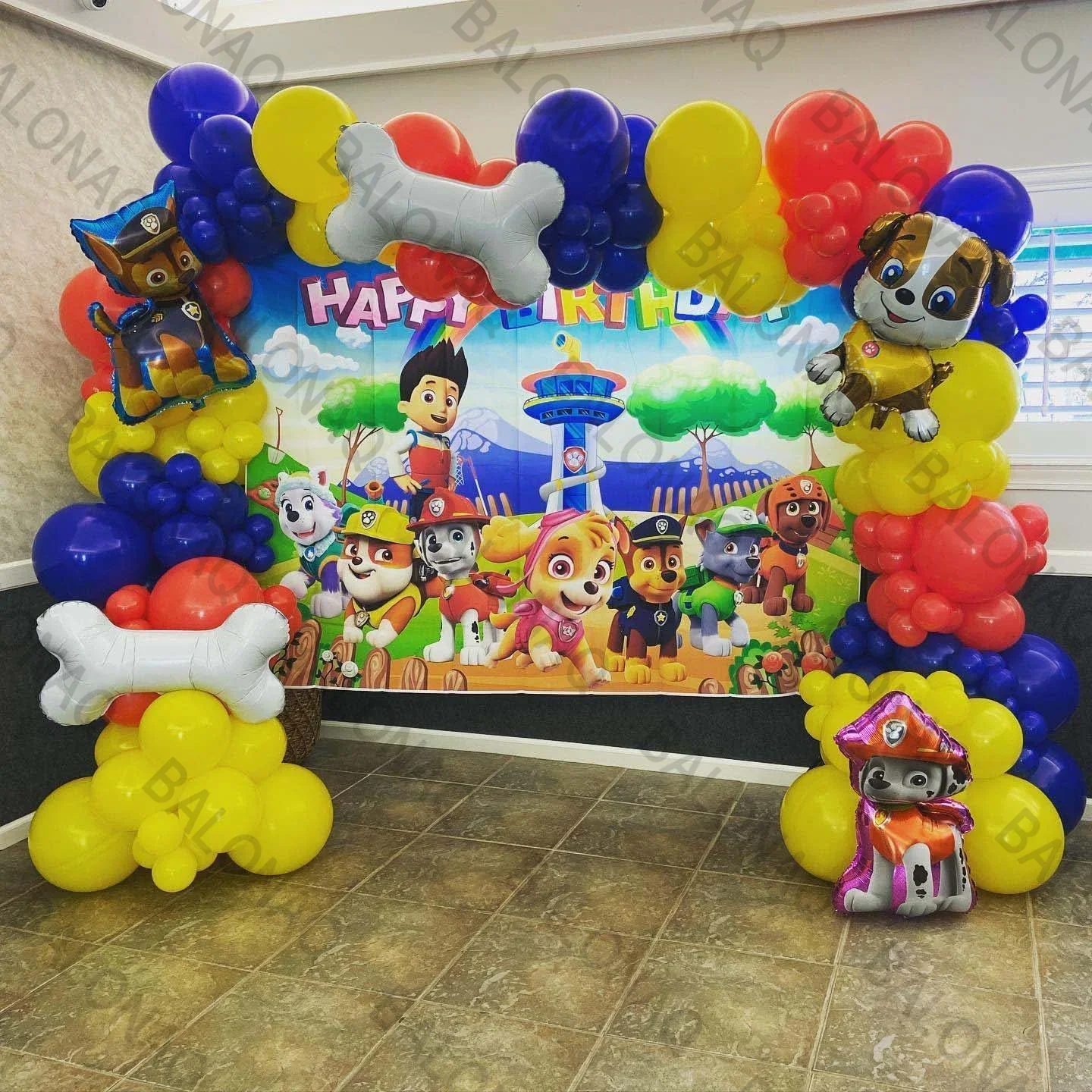 83 Stück Paw Patrol Luftballons Knochenballon Geburtstagsballons Hundethema Girlande Bogen Kit für Jungen Mädchen Geburtstagsparty Dekoration