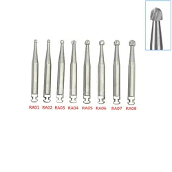 6pcs/Box Dental Tungsten Steel Carbide Burs Round RA Series Drill Bit For Low Speed Handpiece Shank Dia 2.35mm