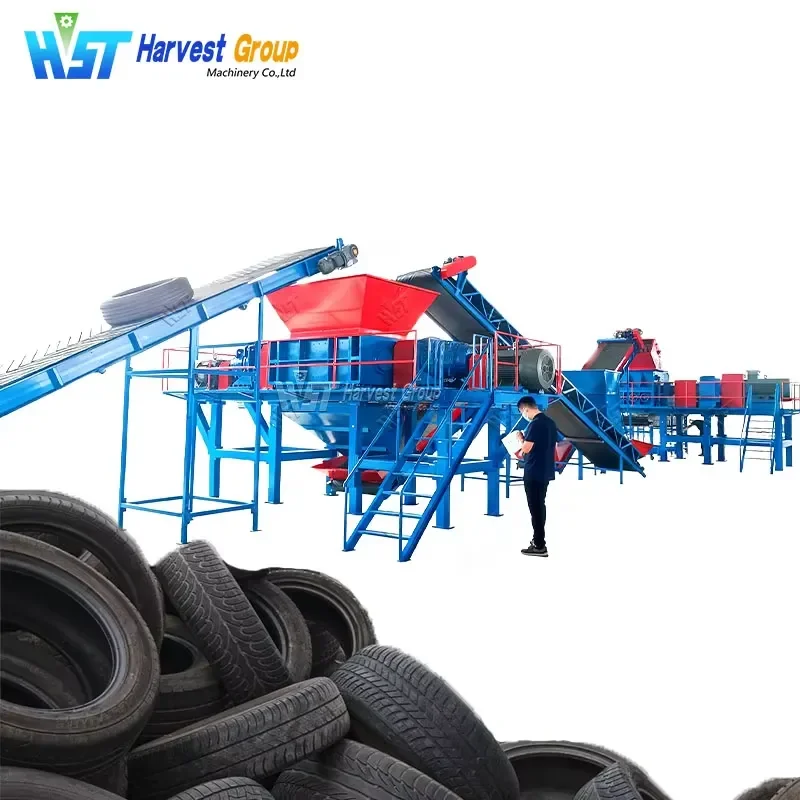 Crusher Full Automatic Smart Waste Tire Recycling Machine Line Tyre Shredding Machine Crumb Rubber Processing Machines on