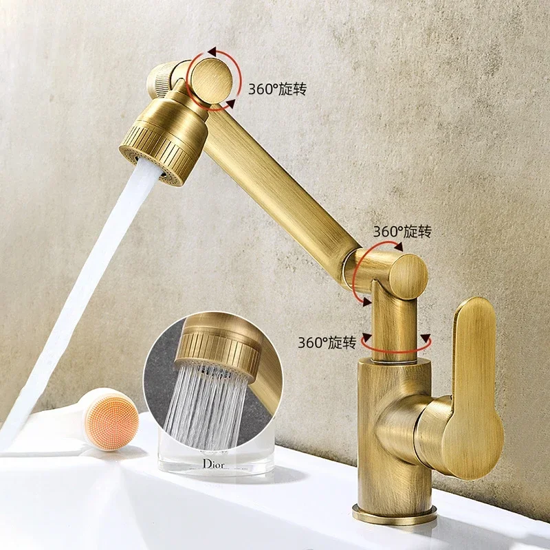 

All-copper Antique Lucky Cat Basin Faucet Household Bathroom Bathroom Cabinet Face Basin Splash-proof Hot and Cold Faucet