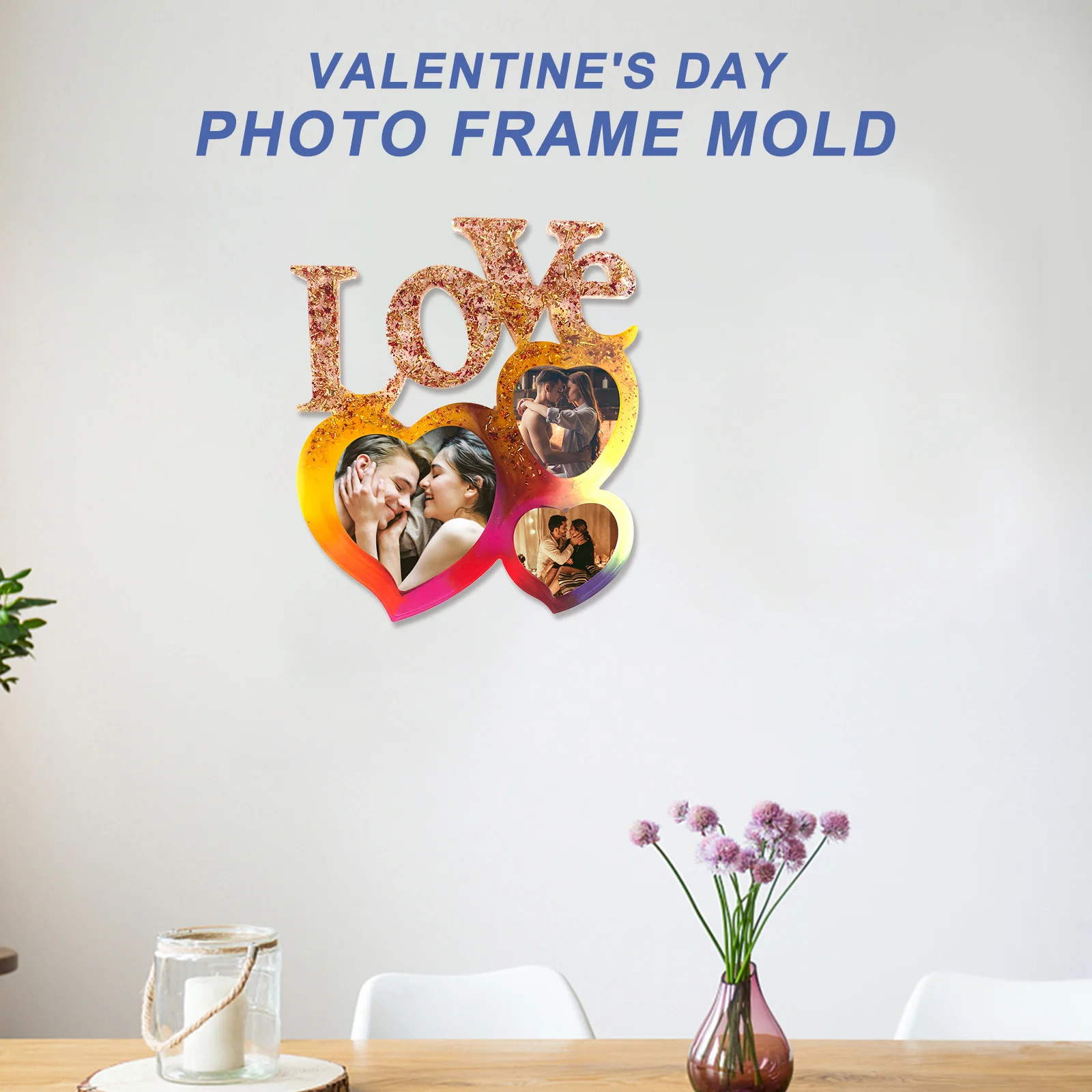 

Creative Heart Photo Frame Mold Silicone Valentine's Day DIY Craft Resin Mold Easy Clean Festival Decoration Hand-Made Craft