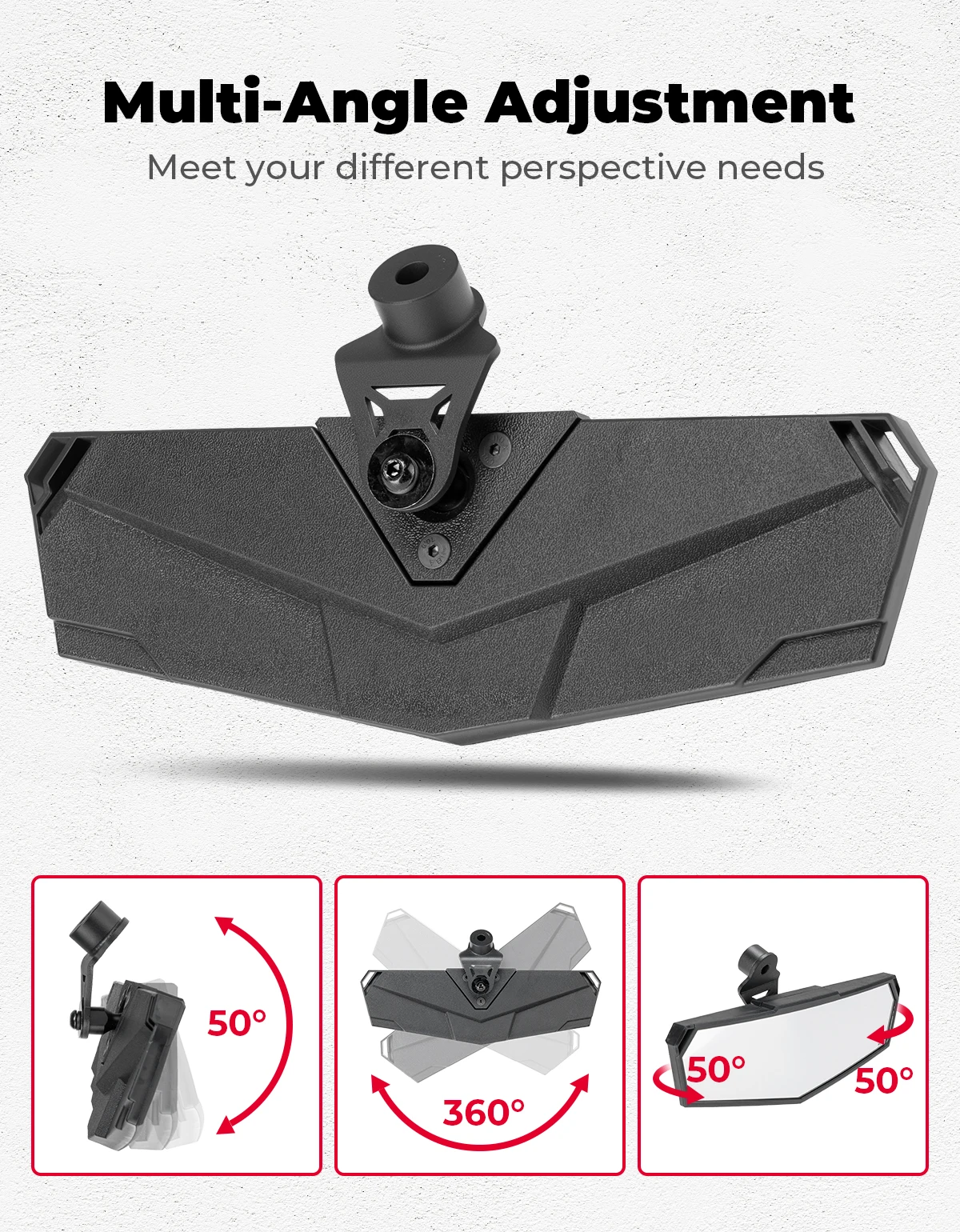 Center Rear View Mirror Top Mounting for CFMOTO UFORCE U10 Pro/XL/600 & ZForce 950 Sport & Trail 2023-2026 Multi-Angle Adjust