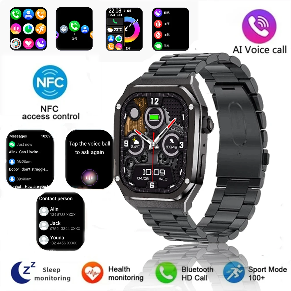 

New ECG Smart Watch NFC 1.952 Inch AMOLED Bluetooth Call Voice Assistant Motion Trajectory Tracker IP68 Waterproof Smartwatches