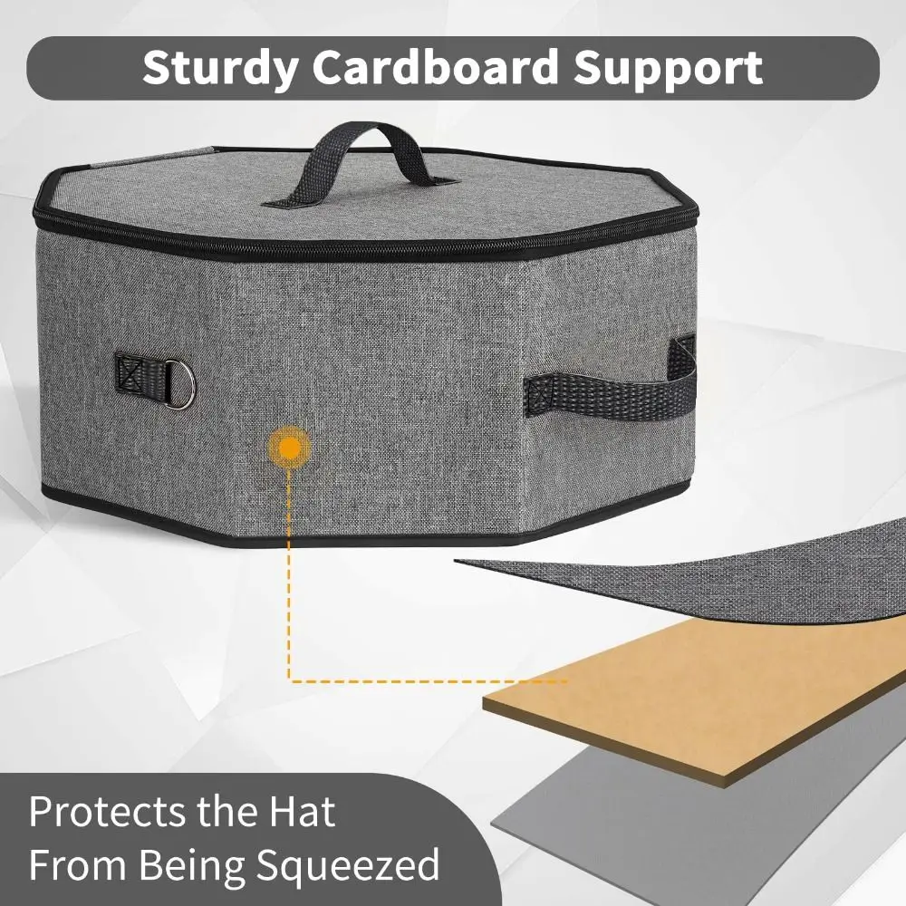 Con asas de transporte, estuche plegable para sombreros, soporte de cartón apilable, caja de almacenamiento para sombreros con gancho, contenedor de almacenamiento de ropa a prueba de polvo