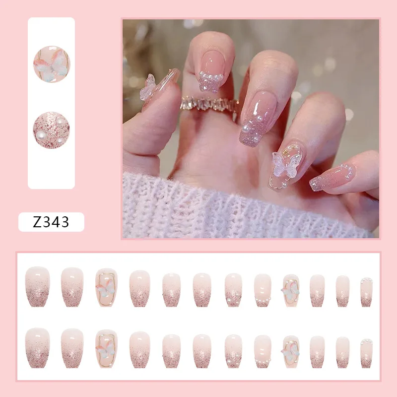 Nail art copertura completa unghie finte artificiali patch con trapano rilievo tridimensionale farfalla pezzo per unghie unghie finte staccabili
