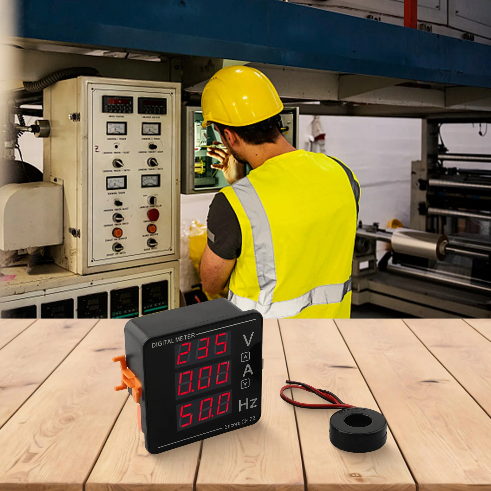 Sleek Digital Meter for Real time Monitoring of AC Voltage (50 500V) Current (0 120A) and Frequency (10 99 9Hz)