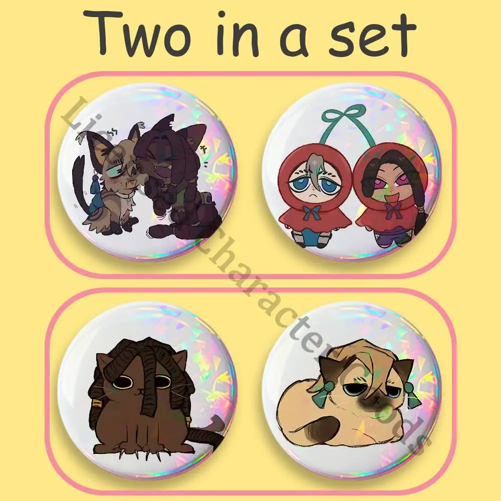 J-Janka J-Janka and J-Jabber Printed Pins 2-Piece Set Couple Badges Decorations Souvenir Collectibles 25 32 44 58 75 mm