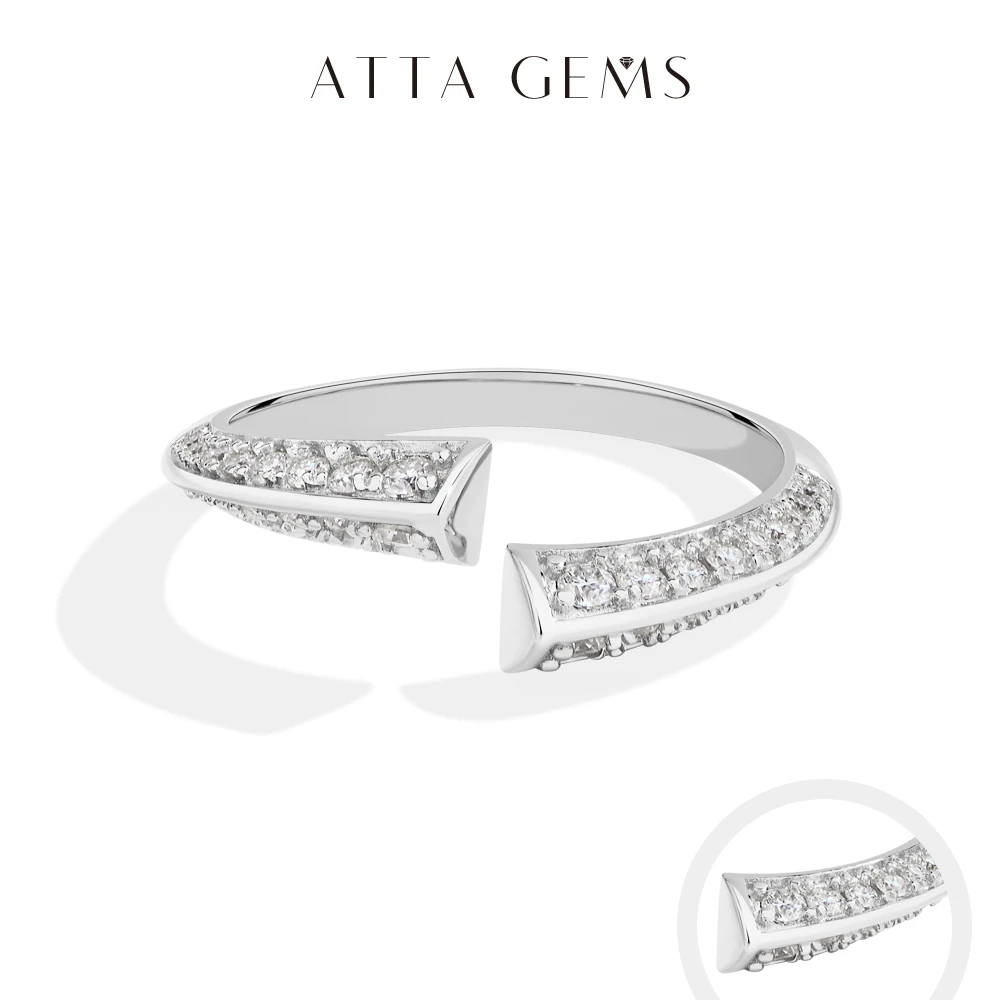 

ATTAGEMS Exquisite D Color VVS1 Moissanite Open Ring S925 Sterling Silver Gold Rings For Women Fashion Trendy Jewelry for Party