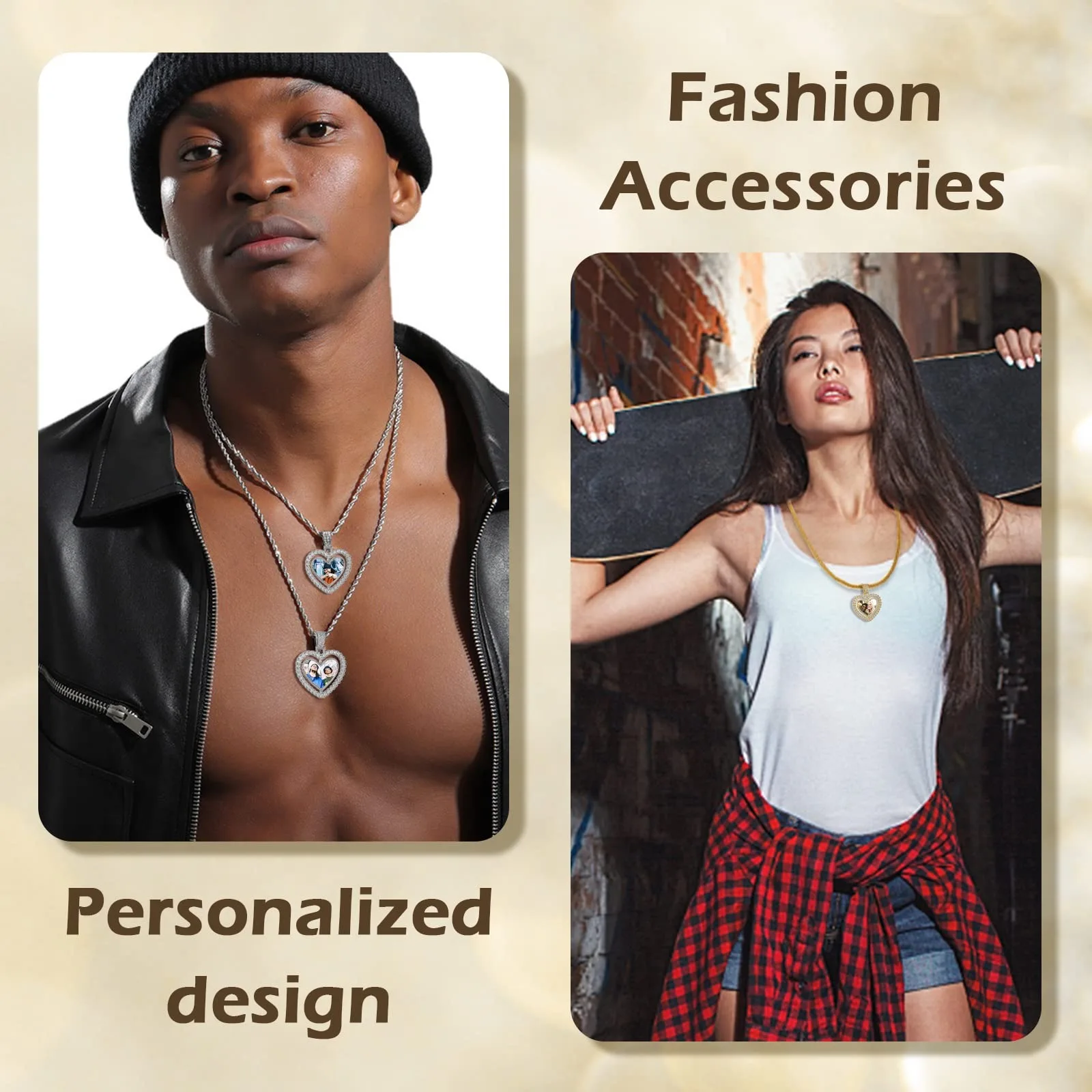 Personalized Hip Hop Memory Picture Pendant for Men Women Engraving Image Custom Photo Copper Heart-Shaped Medal Jewelry Gift