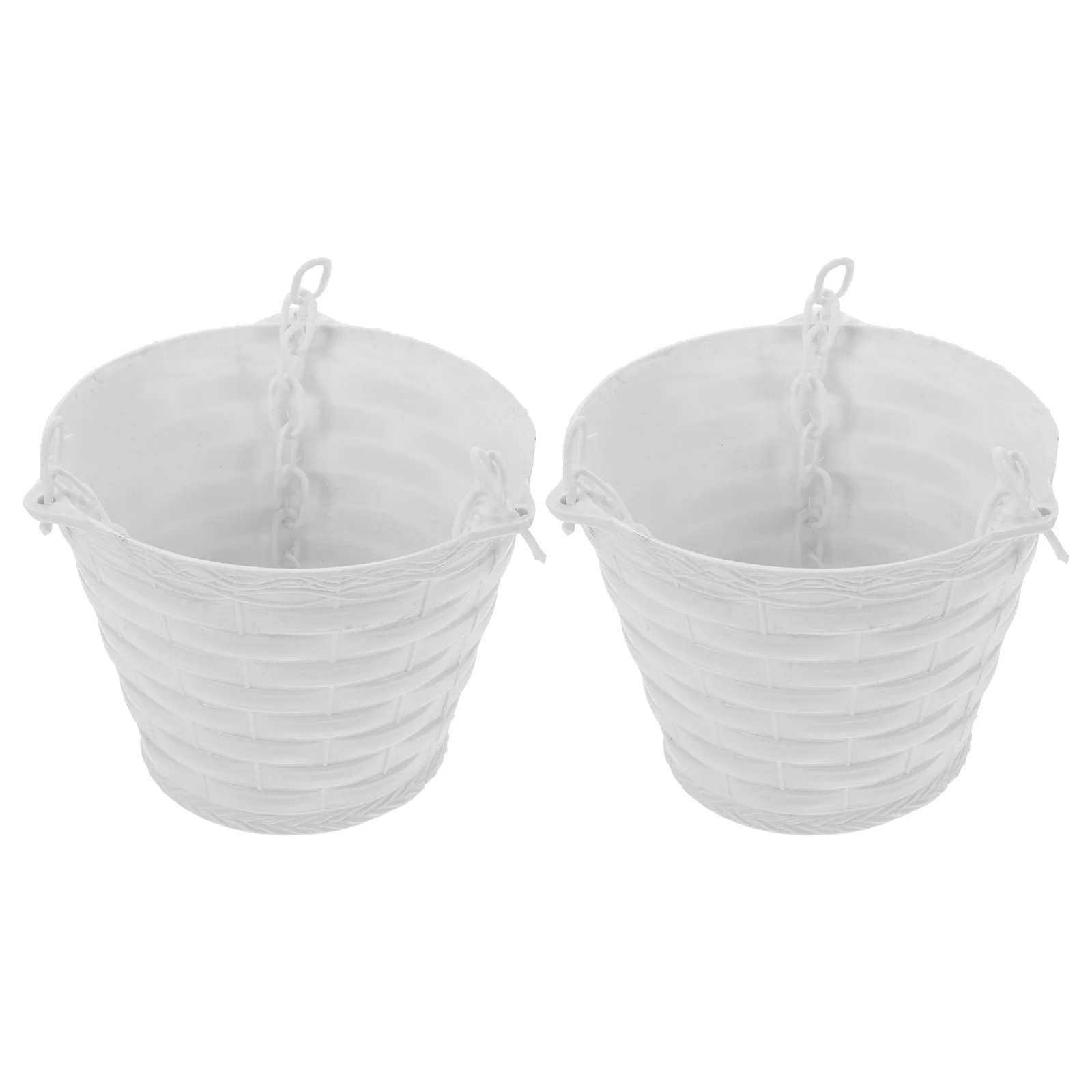 

2 Pcs Pots for Plants Artificial Flower Hanging with Hook Plastic Yard Flowerpot White Garden