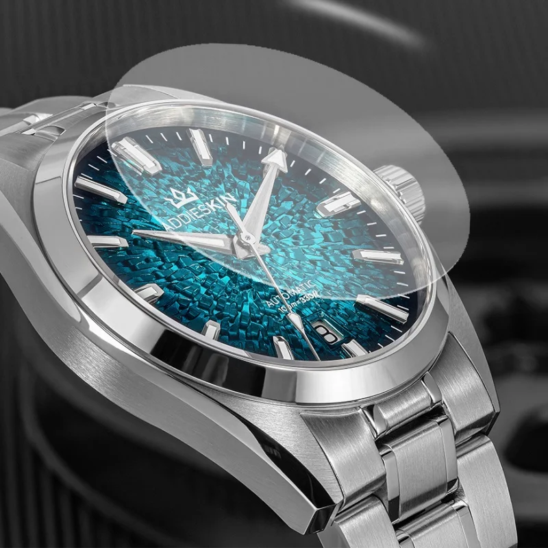 AddiesKin K003 Automatic Mechanical Men Watch 38mm Compact Case Miyota 9015 Gradient Textured Dial Sapphire Crystal Luxury Watch
