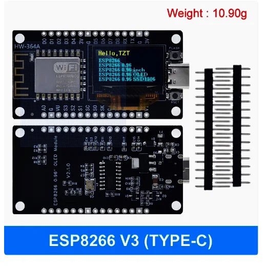 NodeMCU ESP8266 Development Board with 0.96 Inch OLED Display, CH340 Driver Module for Arduino IDE/Micropython Programming