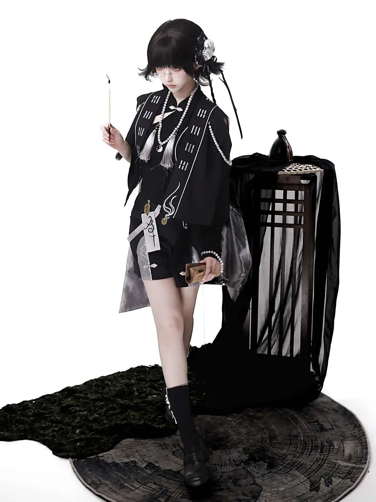 

New Fiesta Carnival Halloween Cos Cosplay Improve Hanfu Han Elements Guofeng Outer Coat Hand Sleeves Tops Shorts