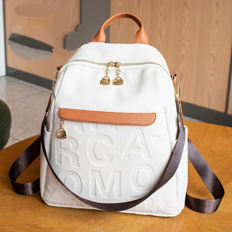 

Alphabet Leather Fashionable Backpack Large Capacity Anti-Theft Multi-Functional Shoulder Bag Crossbody Bag Handbag Storage Bag