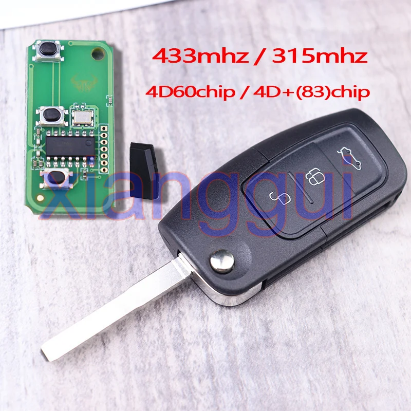 

3 Buttons 4D83 4D60 Chip 315/433mhz Car Key Remote Fob Key Housing Case Shell for Ford Fusion Focus Mondeo Fiesta Galaxy Vehicle