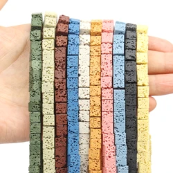 6.5mm Square Natural Stone Volcanic Lava Bead Black Blue Cube Loose Beads for Jewelry Making Supplies DIY Bracelets Accessories