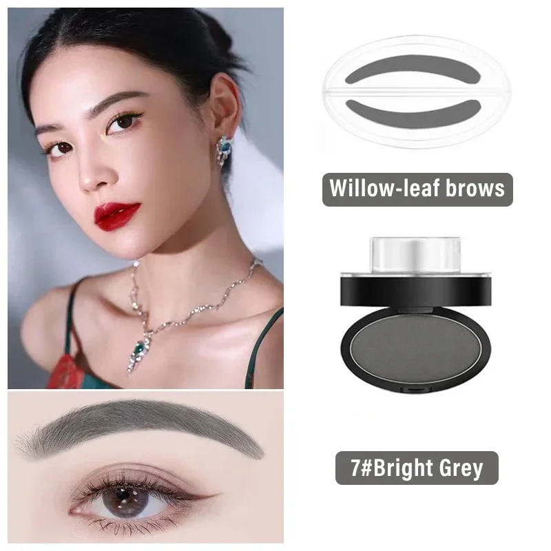 Natürliches Augenbrauenpuder-Stempel-Set für schnelles Augenbrauen-Make-up, wasserfeste Puderpalette für Augenbrauen, Augenbrauen-Tönung, Make-up-Werkzeuge – Detail 14