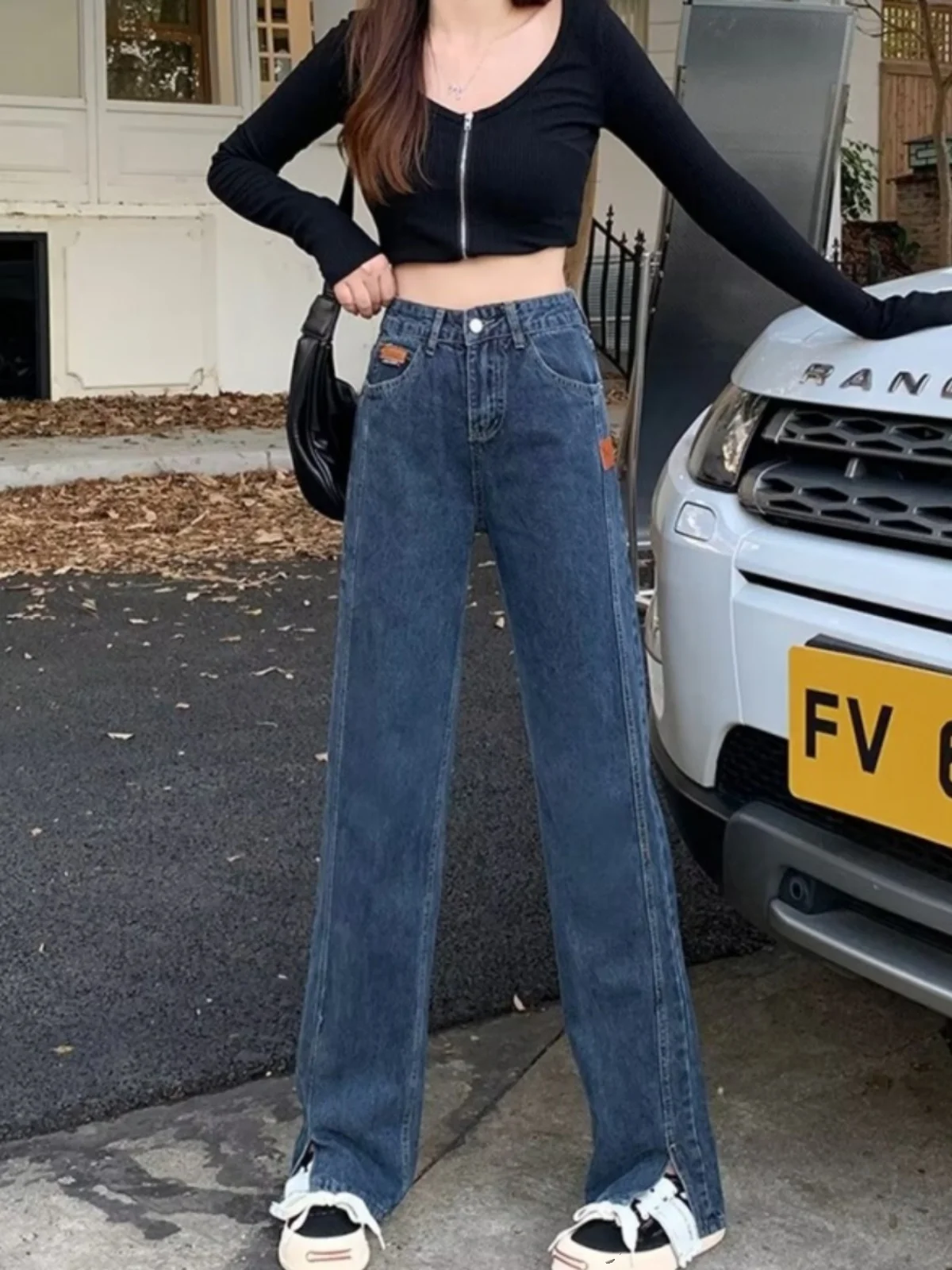 

High Waist Straight Leg Denim Jeans Women's Spring Autumn New Design Slimming Drapey Wide Leg Pants Floor-Length Trousers