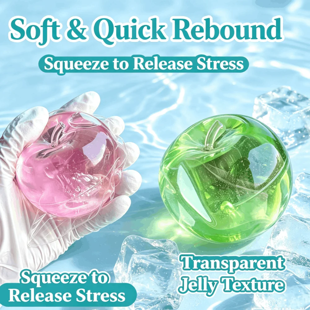 Simulated Apple Maltose Squishy Toy Anti Stress Fidget Toy Soft Simulated Transparent Ball Quick-rebound Hand Relax Gift