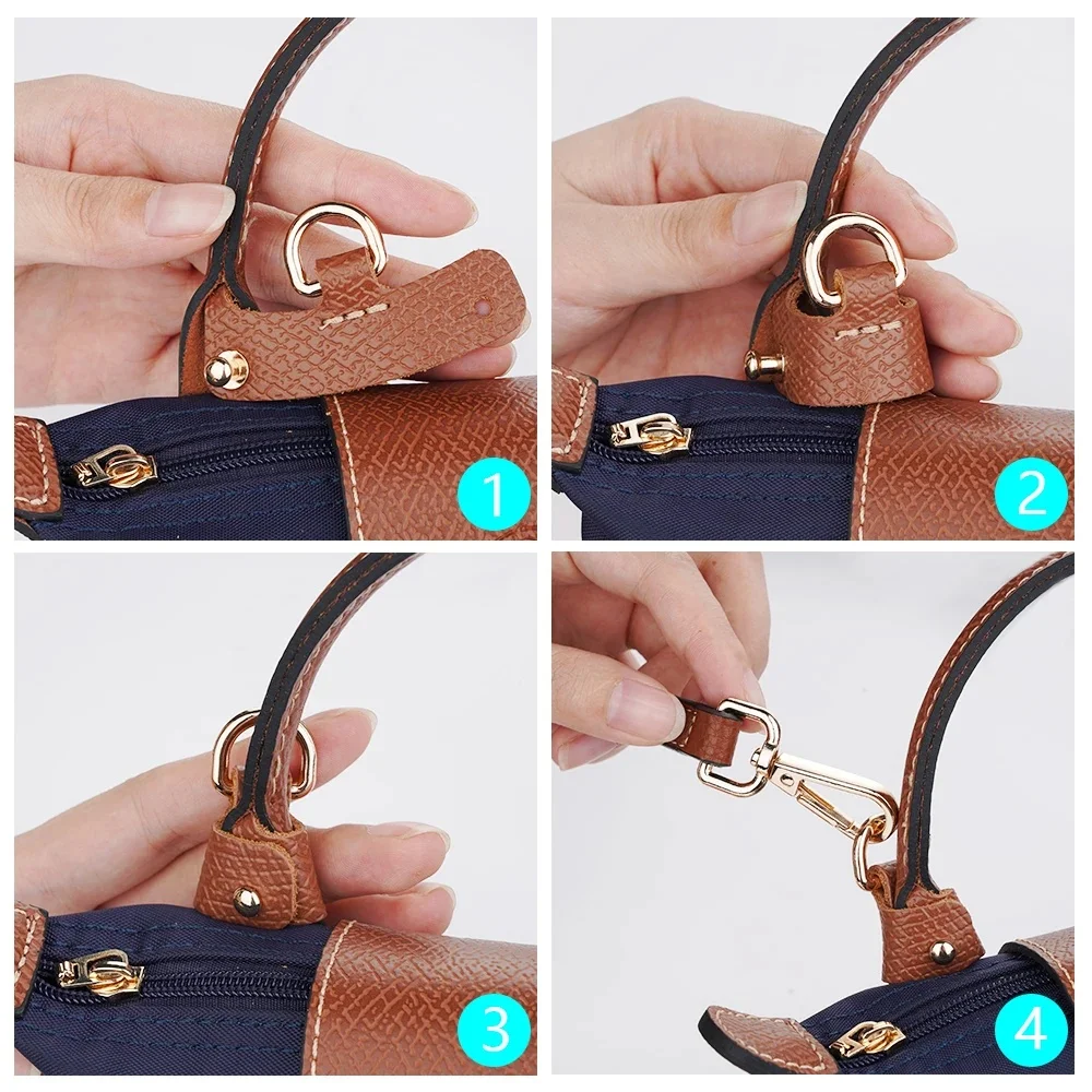 Leather Replacement Crossbody Bag Strap Fit for 2024 New Longchamp Mini Shoulder Strap Without Punching Modification