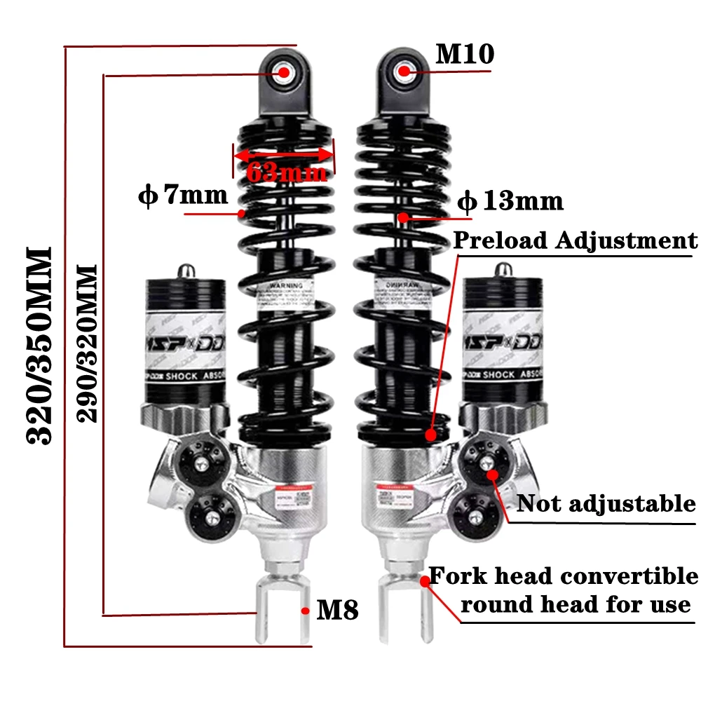 290/320 مللي متر دراجة نارية مقلوب مانع الصدمات الخلفي للسكوتر Pcx 125150   Nmax Nvx Aerox155 Xmax300 Niu Ninebot Universal Modify