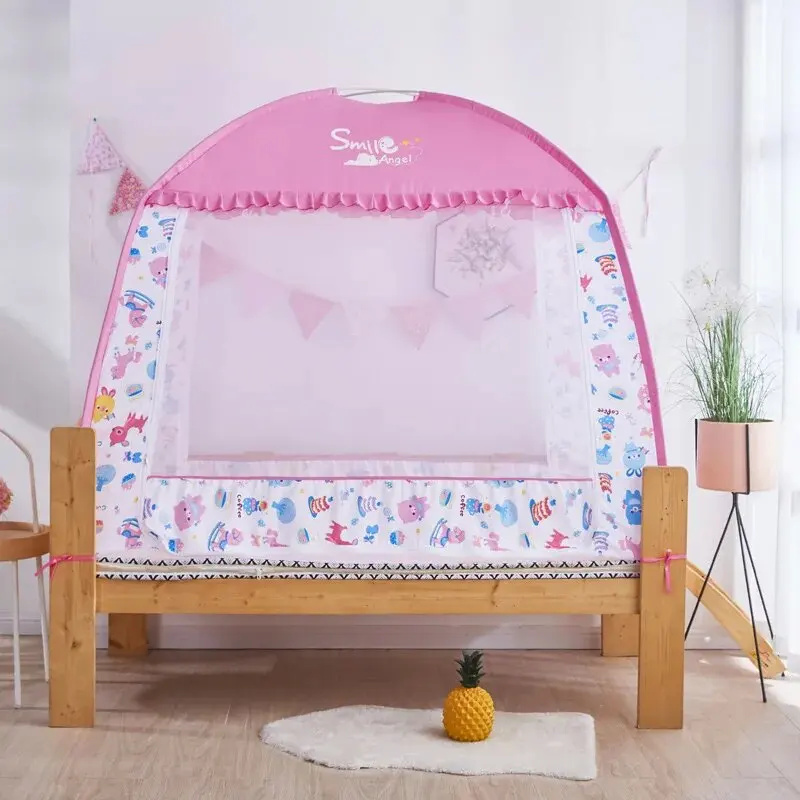 Anti-mosquito net for baby bed, Crib anti-mosquito protection net, easy installation,  cartoon, blue and pink, 70x130x130 cm