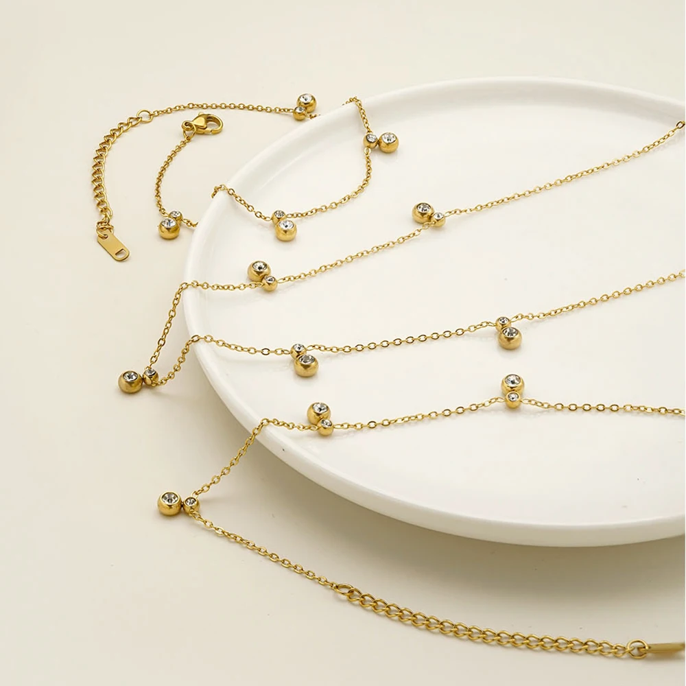 ENFASHION Para Mujer Round Zircon Clavicle Pendant Necklace For Women's Stainless steel 18K Plated Gold delicate Jewelry P3603