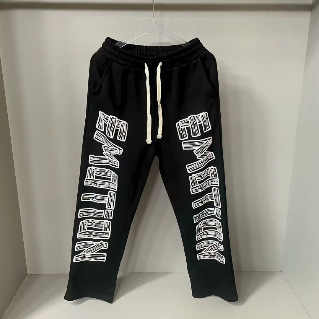 

Mixed Emotion Rhinestone Joggers Mens Casual Sweatpants Streetwear Vintage Loose Baggy Terry Sport Trousers Oversize Pants