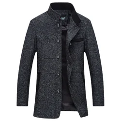 Men Business Casual Trench Coats Male Winter Woolen Blends Jackets New Man High Quality Warm Overcoats Winter Jackets Size 4XL