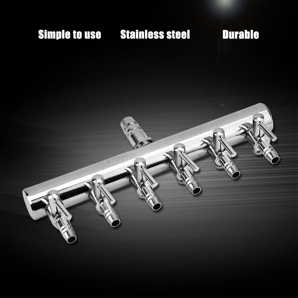 Stainless Steel Aquarium Fish Tank Air Flow 8mm Turn To 4mm Splitter Control Valve 2 Way 6 way