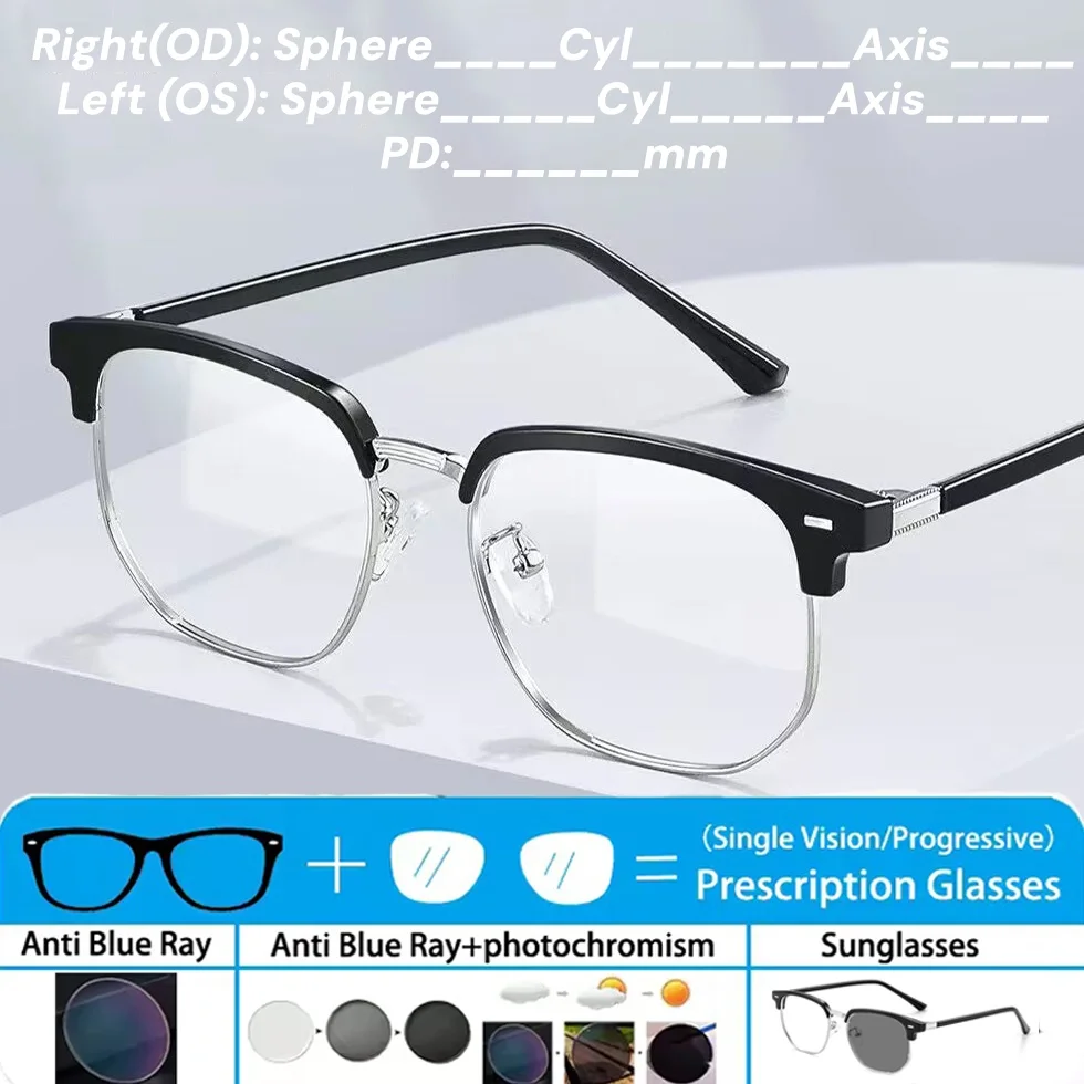 

Men Fashionable Photochromic Prescription Glasses Women Oversized Customize Myopia Eyeglasses Outdoor Color Changing Eyewear