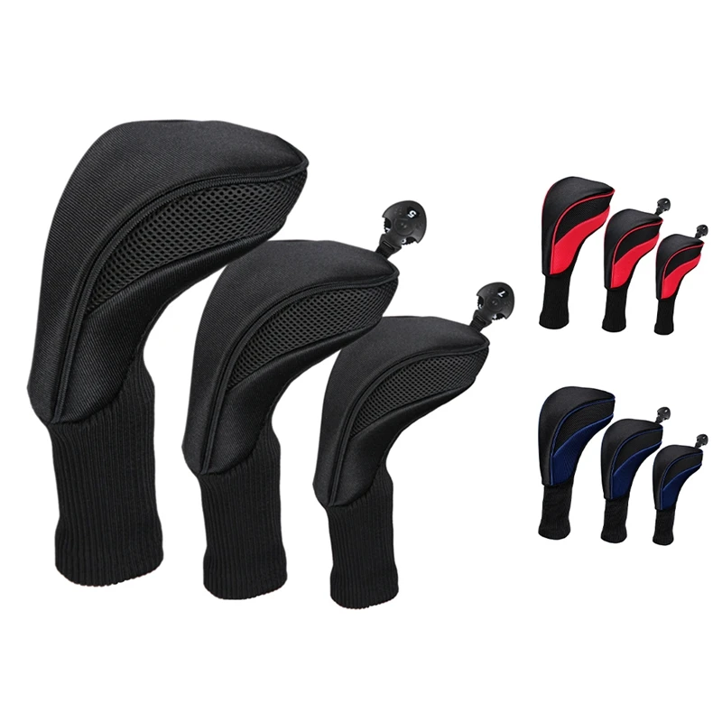 

3Pcs Golf Club Head Cover Number Printed Cap Soft Simple Golf Rod Easy Use Travel Protect Sleeve Parts Accessories