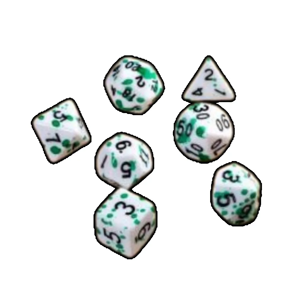 

Набор из 7 многогранных кубиков (зеленые, белые): D4, D6, D8, D10, D12, D20 для настольных игр, DND, TRPG, аксессуары для настольных игр