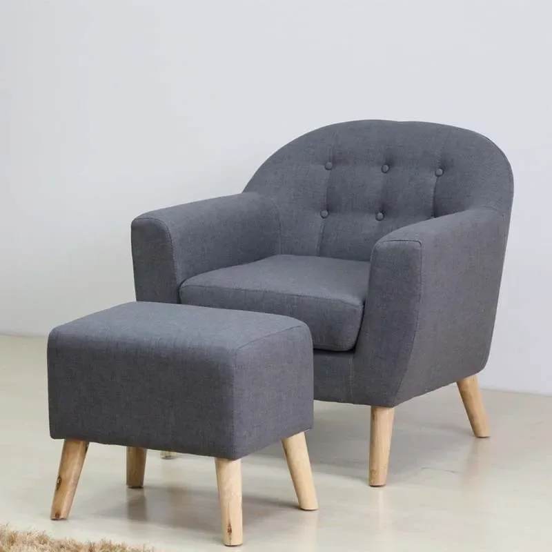 

--Modern Nordic Reception Wooden Fabric Sofa Armchair And Modern Lounge Accent Chair With Footstool For Living Room Furniture