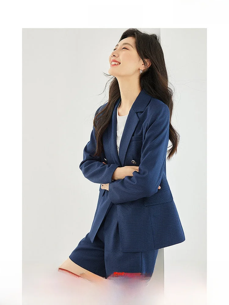 

Модный профессиональный женский костюм-двойка: элегантный деловой стиль для весны и осени, высококачественная рабочая одежда