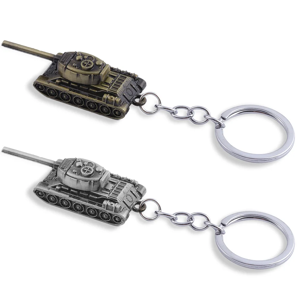 New Metal World Of Tanks Keychains Punk Weapon Model Pendant Keyring for Men Car Key Chain Backpack Decor Kids 3D Toy Gifts