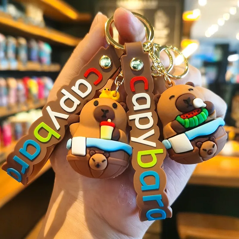 

Милая мультяшная капибара, кукла из ПВХ, кулон, брелок для ключей, украшения для автомобиля, брелок для ключей, изысканная форма животного, поделки