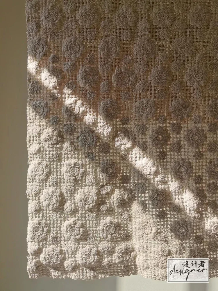 Lace Embroidered Fabric Pure Cotton Beige Curtain Dress Diy Clothing Apparel Sewing Fabrics for Diy Material Wholesale Cloth
